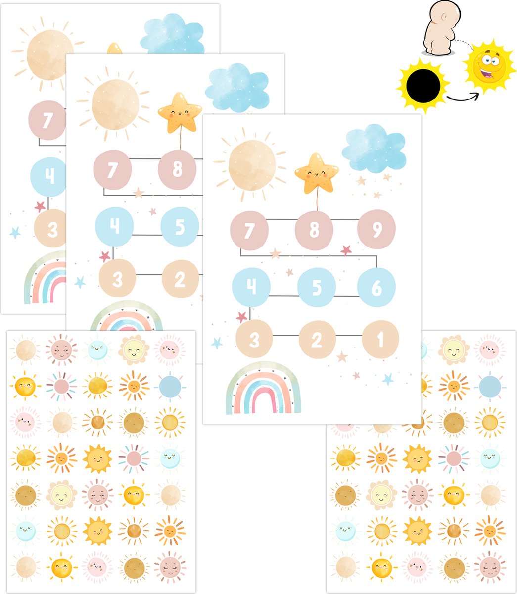 Goedkoopste Beloningssysteem Grote Stickers en 2 Verkleurende Plasstickers - Beloningssysteem Zindelijkheid - Beloningssysteem Kind - Zindelijkheidstraining - Beloningssysteem Meisjes - Op het Potje - Zindelijkheidstraining - Beloningskalender - Potje Peuter