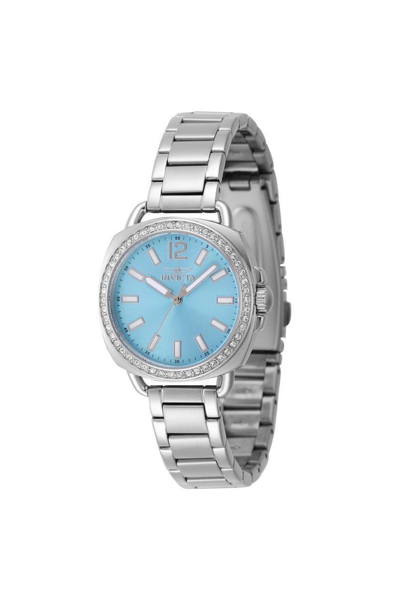 Invicta Wildflower 47327 Dames Horloge - Waterdicht - Analoog - Quartz Uurwerk - Roestvrij Staal met blauwe Wijzerplaat - 32mm