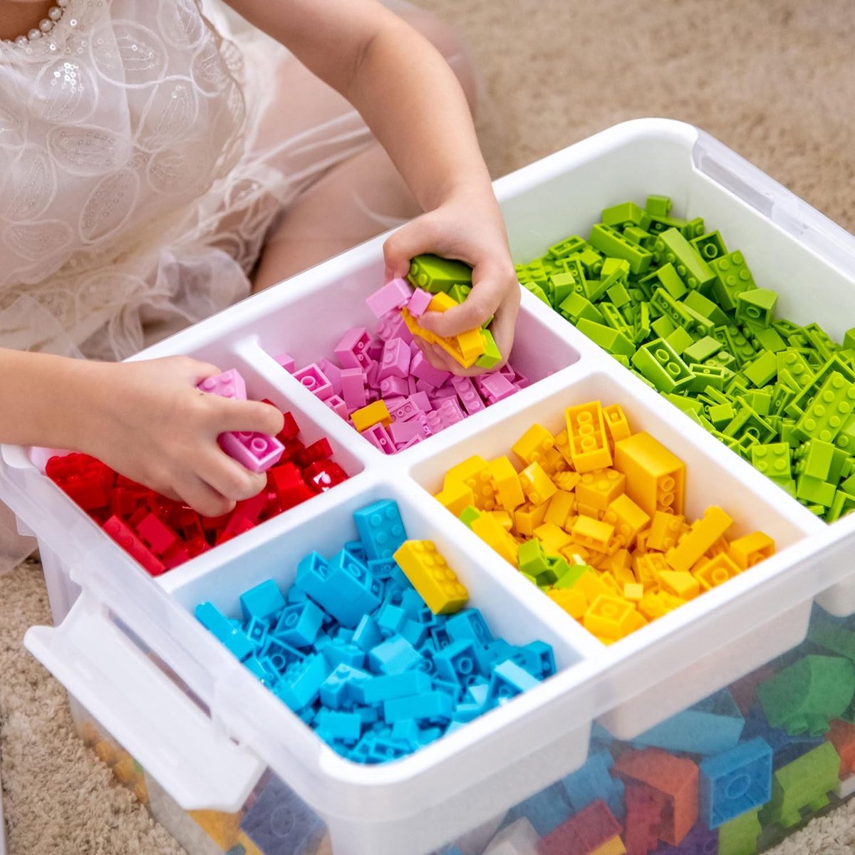 LEGO® Education Medium opbergbox geel met deksel [45496] - ictLESKISTEN