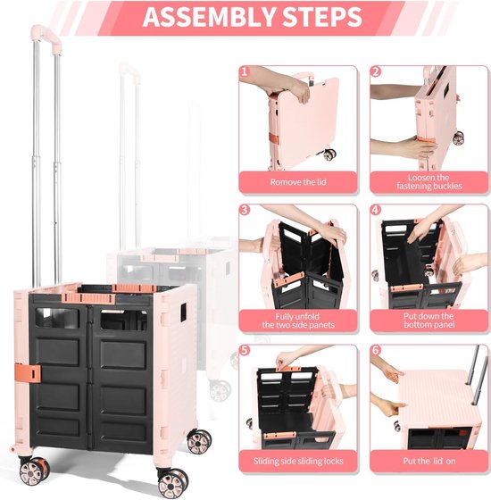 LexonElec Boodschappentrolley, inklapbaar transporttrolley, shopping