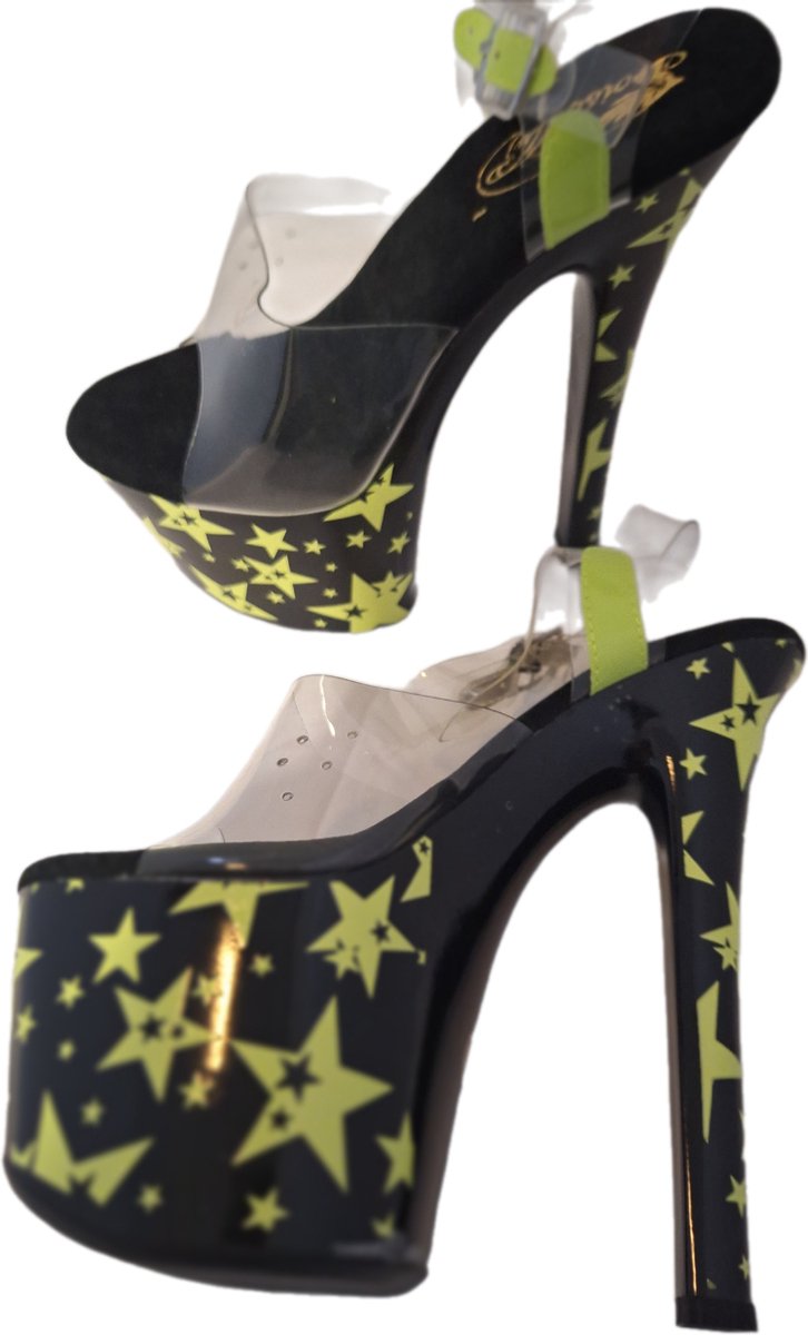SOISBELLE PLATEU 5 CM EN HAK 15 CM BLACK/JAUNE SIZE 37