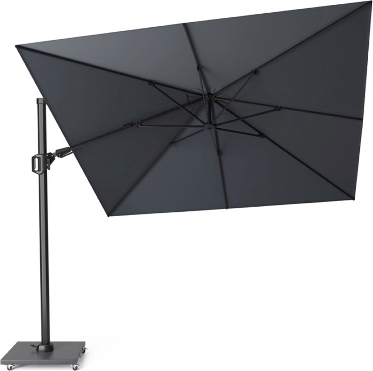 Bol.com Platinum Sun & Shade – Zweefparasol - Challenger T² - 300x300cm - Antraciet - Dubbel Kantelbaar - 360° Draaibaar – 96% U... aanbieding
