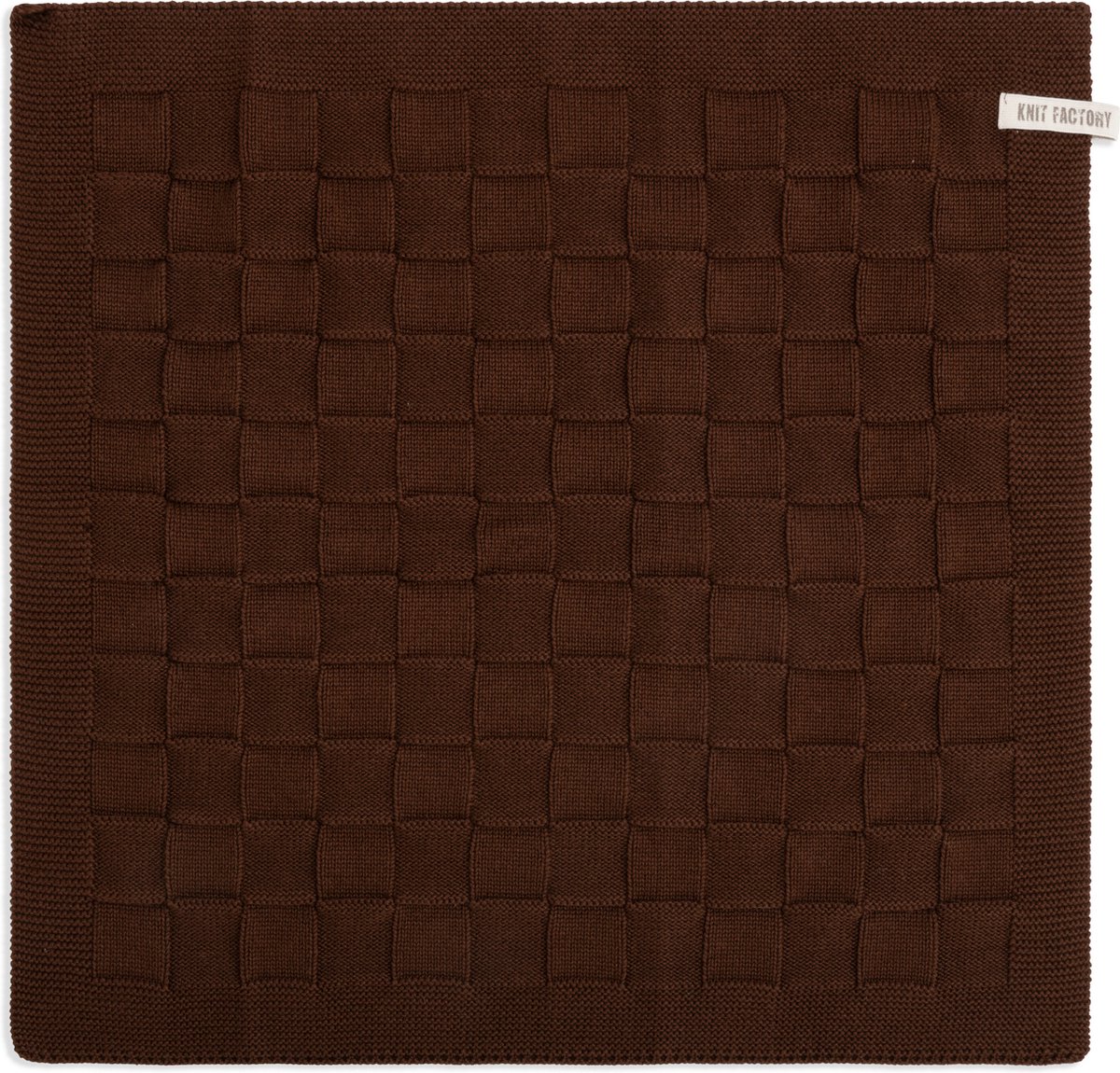 Knit Factory Gebreide Keukendoek - Keukenhanddoek Uni - Handdoek - Vaatdoek - Keuken doek - Chocolate - Donkerbruin - 50x50 cm