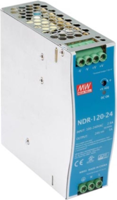 Mean Well VOEDING - 1 UITGANG - 120 W - DIN-RAILMONTAGE - 24 V 5 A - VOOR INDUSTRIEEL GEBRUIK