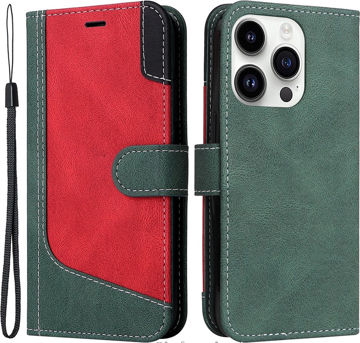 iPhone 15 Pro Max - PU Leather - Book Case - Cityhoesje.nl Groen