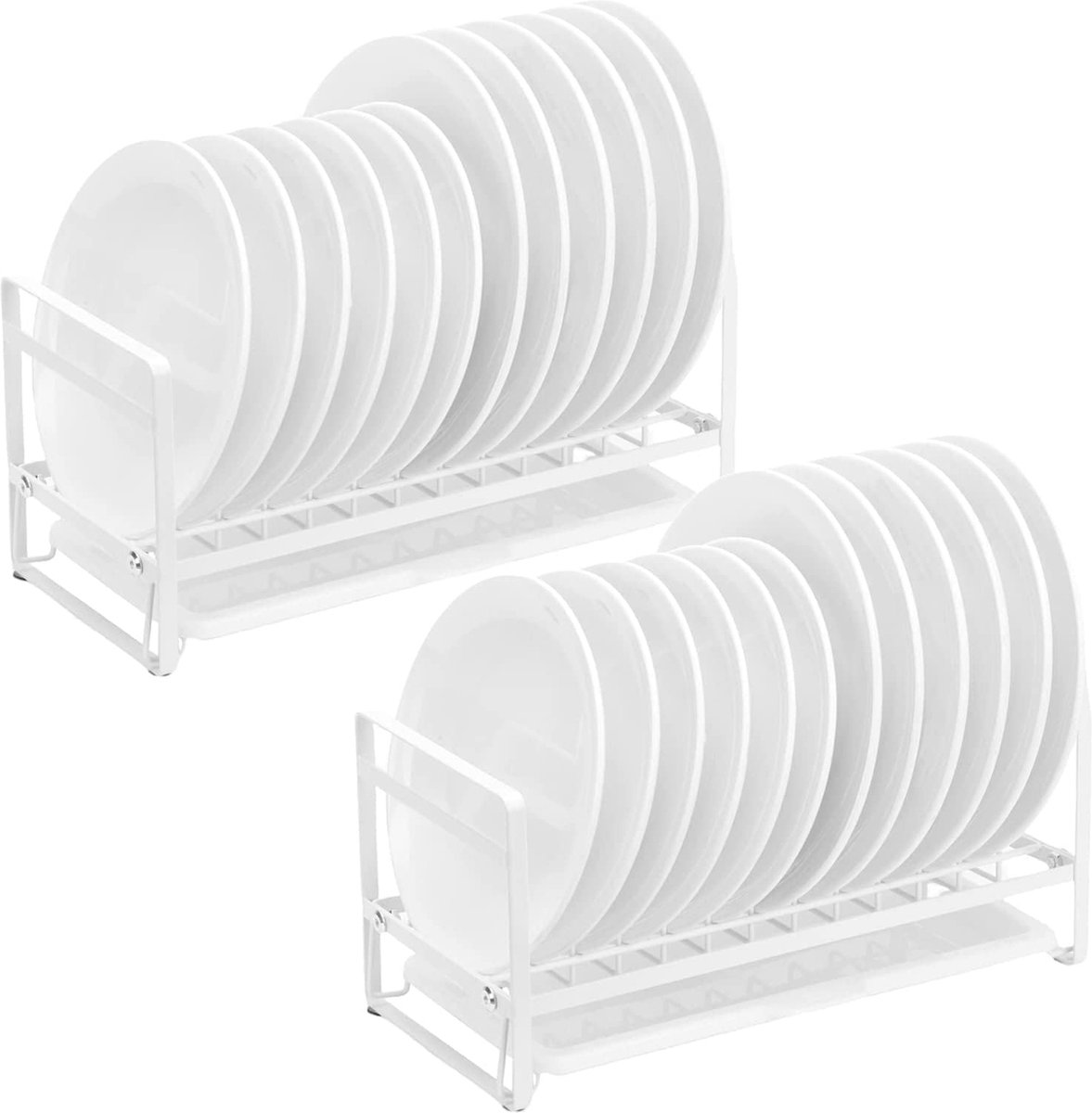 Goedkoopste Afdruiprek met afdruiprek voor keuken, 2 stuks, wit, afdruiprek en keukengereihouder, afneembaar, voor keukenwerkblad, kast, 10 borden