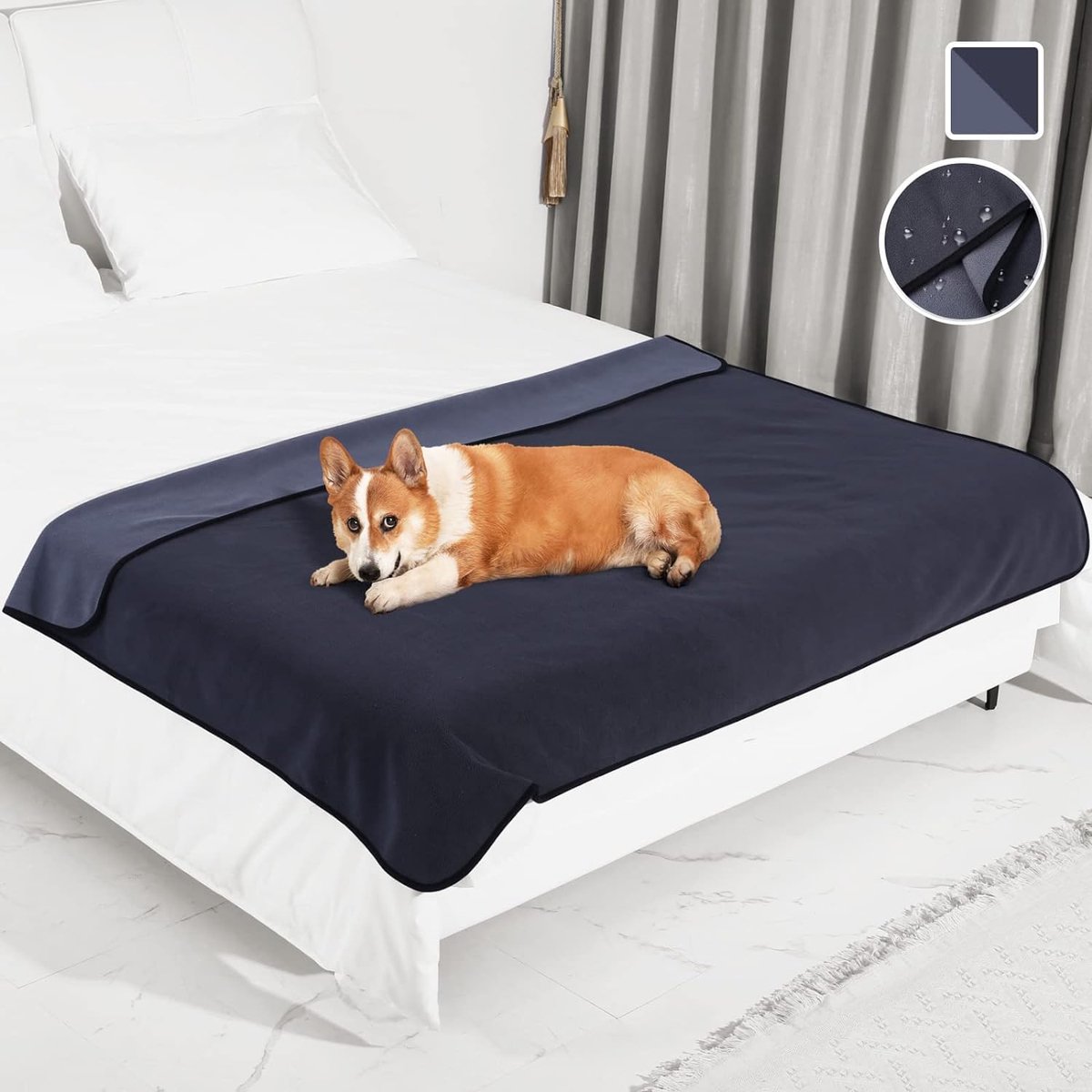 furrybaby Waterdichte hondendeken, pluizige plasbestendige huisdierdeken voor bank en bed, wasbaar, omkeerbaar, fleece, sherpa-deken, meubelbeschermer, grijs (127 x 152 cm