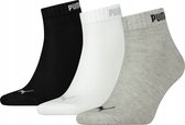 PUMA - Unisex - Maat 39 - 42 cm - Zwart/Witte/Grijs - Sokken voor Heren/Dames - Sport - QUARTER - Korte sokken - ( 3 - pack )