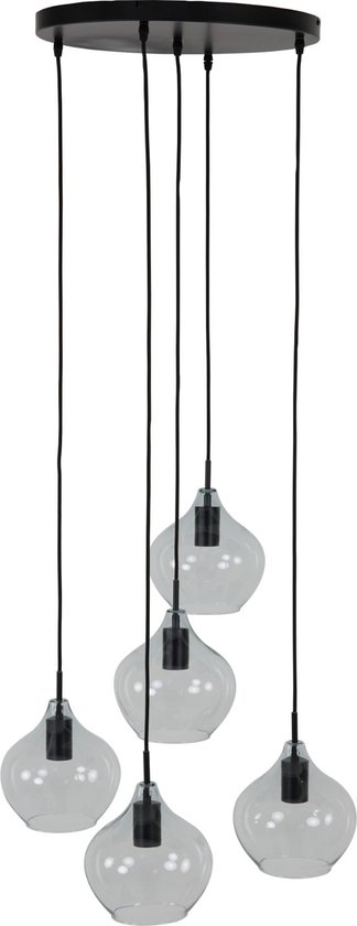 Light & Living Hanglamp Rakel - Zwart - Ø61cm - 5L - Modern - Hanglampen Eetkamer, Slaapkamer, Woonkamer