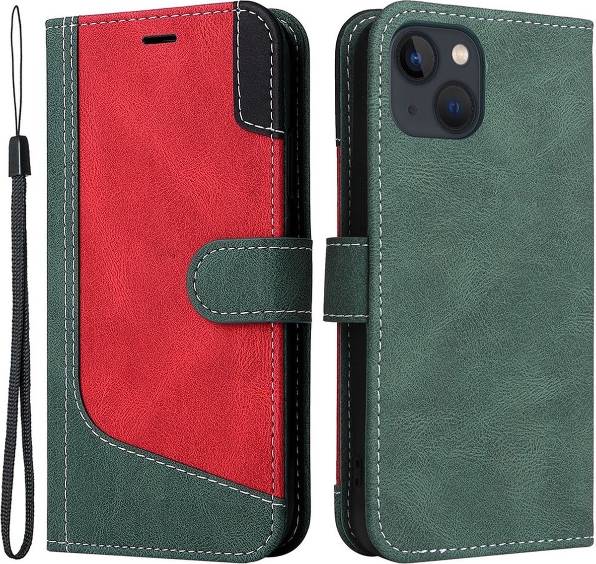 Cityhoesje -iPhone 15 Pro - PU Leather - Book Case - Groen
