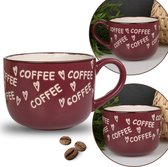 Mug Bourgogne avec Inscriptions "Coffee", Mug en Céramique 530 ml