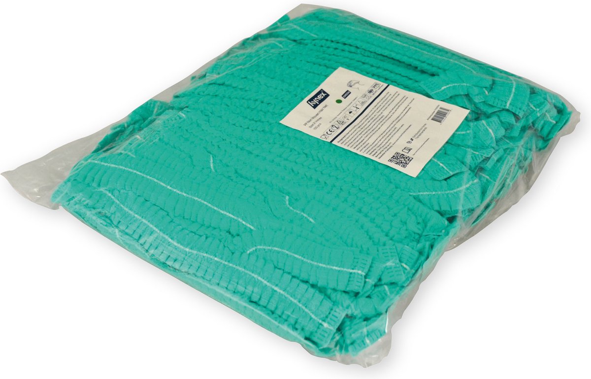 Hynex Haarnetjes groen seal met 100 stuks - PP Non Woven wegwerp haarnetten