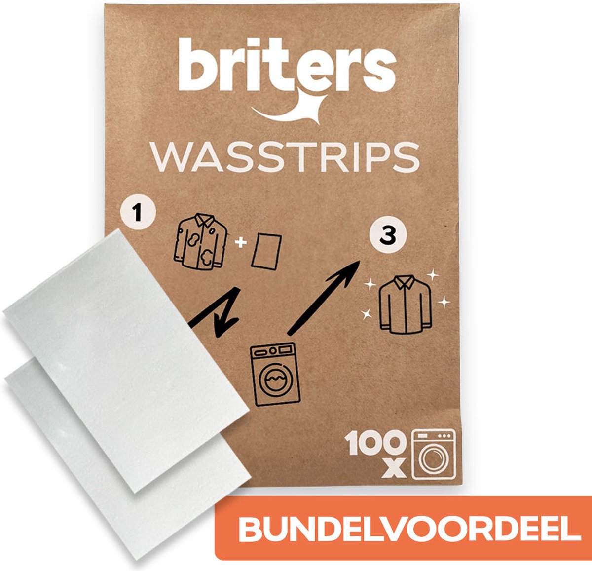 Briters Wasstrips - 100 wasbeurten - Ecologische Wasmiddeldoekjes - 100% plasticvrij - Fresh Linen - Eco Wasmiddel - Wash Sheets - Duurzaam wassen