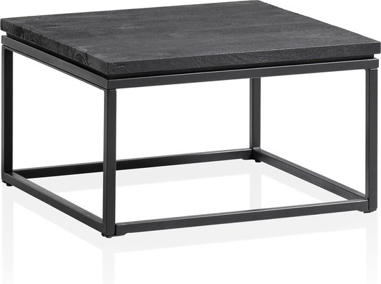 Rootz Modern Design Salontafel - Vierkante Tafel - Handgemaakt - Mangohout - Zwart - Uniek - Antislipnoppen - 60cm x 60cm x 35cm