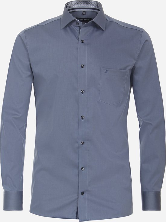 CASA MODA modern fit overhemd - twill - blauw - Strijkvrij - Boordmaat: 46
