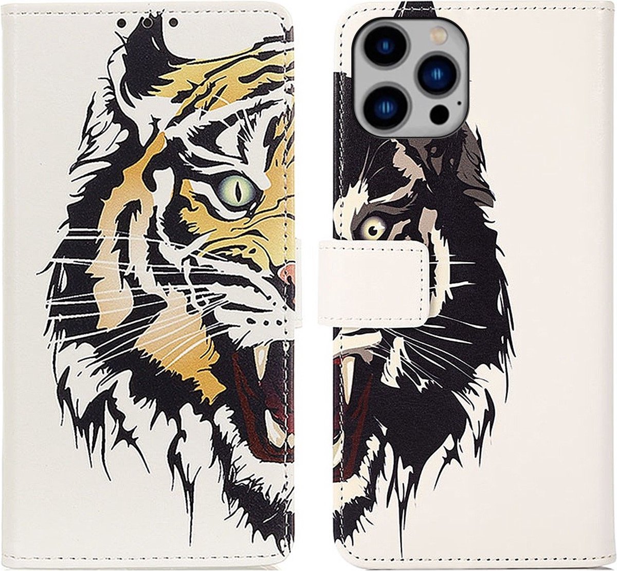 Cityhoesje-iPhone 15 Pro Max – Bookcase-Print – Tijger