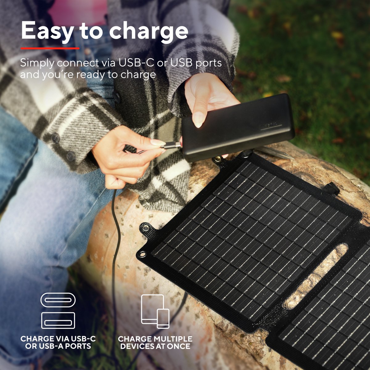Trust Zuny 20W Draagbaar Zonnepaneel – Mobiele Solar oplader voor Smartphone, Tablet & Powerbank - Zwart — cadeau in Sport & Outdoor - foto 7