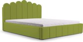 Tweepersoonsbed met fluwelen bekleding, met hoofdeinde, lattenbodem, bed voor volwassenen - BETT 03 - 180x200 - Groen (TRINITY 12)