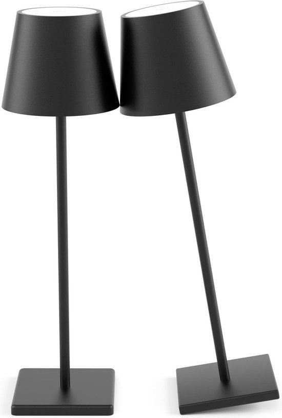 Oplaadbare tafellamp op Batterijen - Draadloos - Dimbaar - Bureaulamp - 38cm - 5200mAh - Zwart - USB