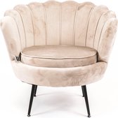 Housevitamin Shell Chair - Taupe/Marron - 84x76x82cm Fauteuil en Velours - Fauteuil Relax - Eyecatcher