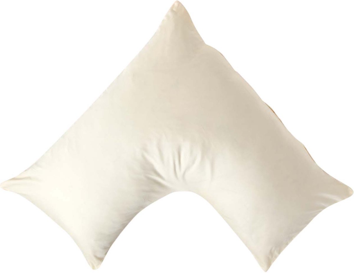 Homescapes Biologische Katoen V-Kussensloop - Crème - 100% Egyptisch Katoen Satijn - 400TC - 38 x 76 cm