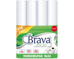 Brava - Ultra Soft Toiletpapier - 216 Rollen - 3 Laags - Ultiem Comfort WC Papier - Superieure…