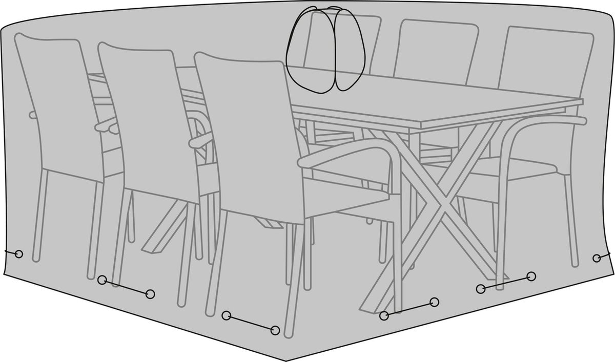 House Nordic tuinmeubelhoes - tafel met 6 stoelen - 155 x 235 x 95 cm Zwart