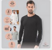 Luxe Heren Winter T-shirt - Onderhemd met lange mouwen - 100% Katoen - Grijs - L