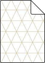 Proefstaal ESTAhome behang grafische driehoeken wit en goud - 139147 - 26,5 x 21 cm