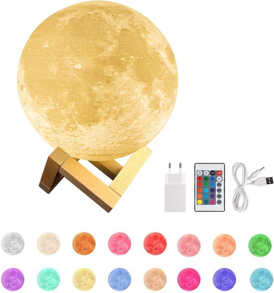 Lampe Veilleuse Lune LED 3D Rechargeable - Contrôle Tactile