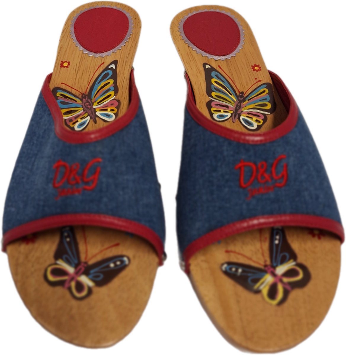 D&G WOODEN SLIPPERD MET DENIM UPPER SIZE 39