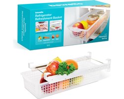 Bewello - Fruitmand Koelkast Organizer Hangend - 41 x 16 x 9,5 cm - Lade Uittrekbaar- Koelkastopbergdoos - Koelkastmanden voor groenten of fruit - voor Koelkast - Kasten - Voorraadkast