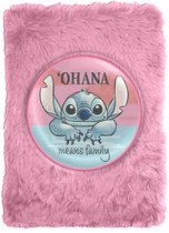 Disney Lilo & Stitch Notiteboekje - Roze - Pluche - Zacht - 15 x 21 CM