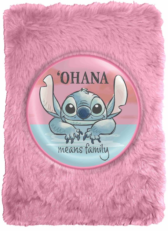 Disney Lilo & Stitch Notitieboek - Roze - Pluche - Zacht - 15 x 21 CM