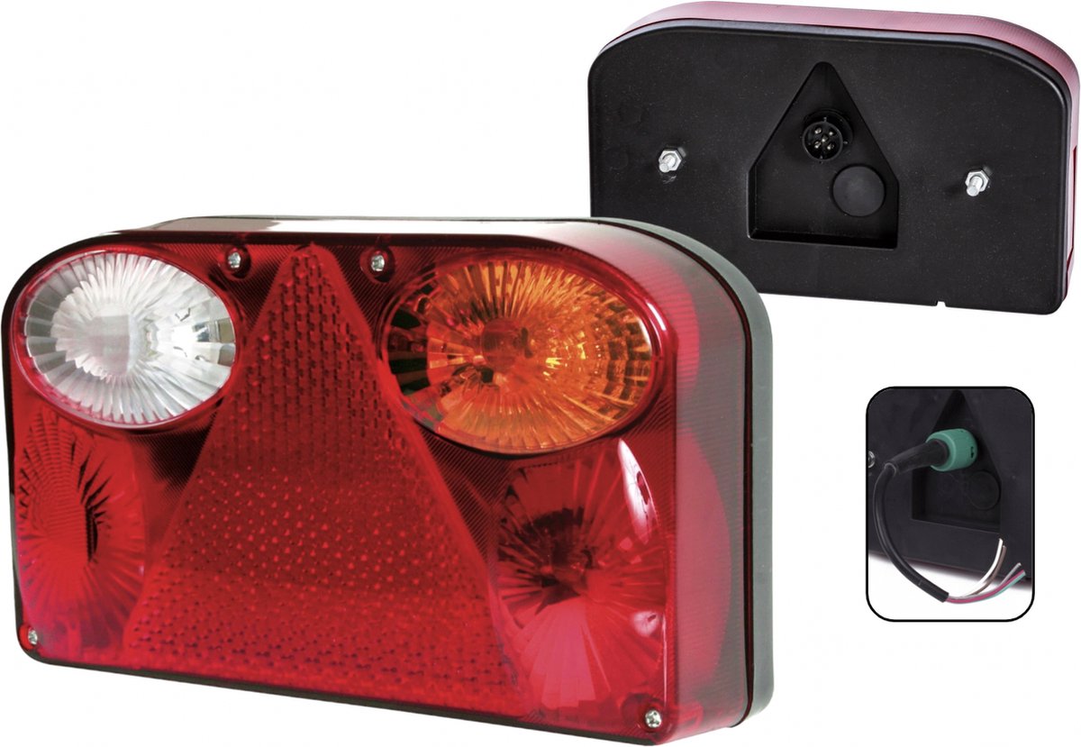 PD® - Achterlicht aanhangwagen - RECHTS wit - Caravan achterlicht - DELUXE - inclusief kabel - Rechts - Wit - 220 × 140 mm