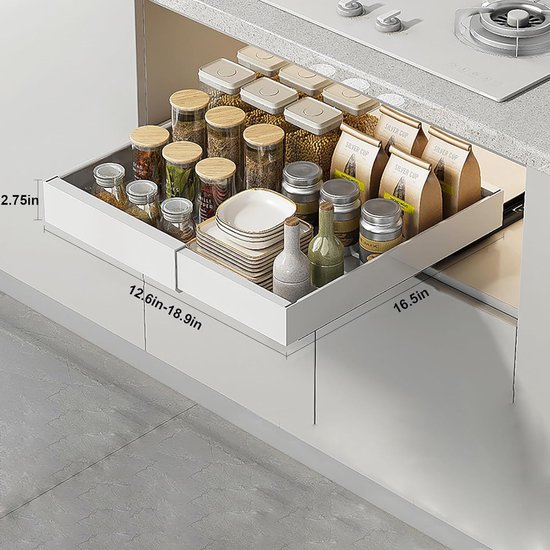 Armoire de cuisine avec tiroir coulissant télescopique extensible (30 cm de large x 43 cm de profondeur x 9 cm de haut) (noir) | Leroy Merlin