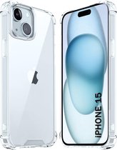 Schokbestendig Hoesje - Crystal Clear Back Cover Geschikt voor: Apple iPhone 15 | Transparante achterkant PC & TPU Bumper