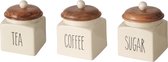 Keuken potten - 3 set - Koffie - Thee - Suiker - Voorraad potten - Creme - Bruin -