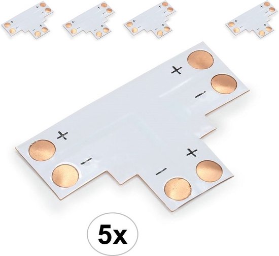 10mm T PCB Connector voor 1 kleur SMD5050 5630 LED strips - 5 Stuks
