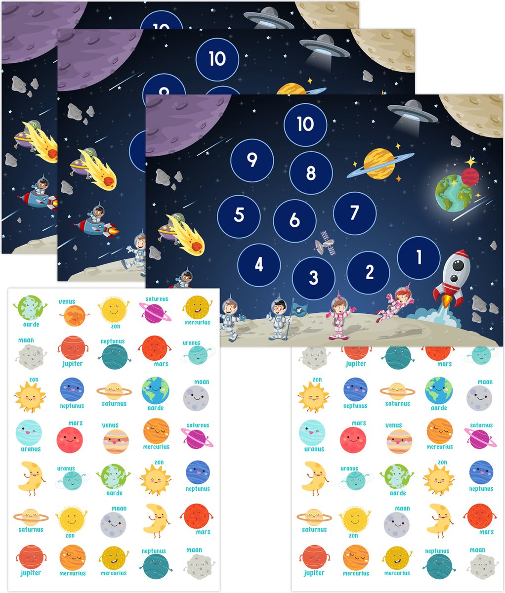 Goedkoopste Stevig Beloningssysteem Ruimte Grote Stickers - Beloningskaarten Planetenvriendjes Beloningsstickers - 2 Stickervellen 3 Dubbelzijdige, Stevige Beloningskaarten - Beloningssysteem Kind - Zindelijkheidstraining Kind - Beloningssysteem Jongens