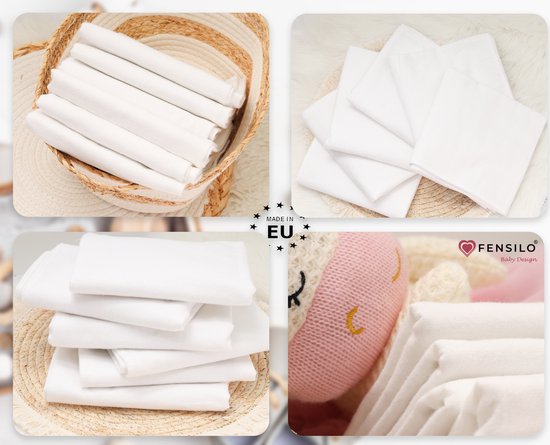 Flanellen Luiers- 6 PACK - Wit – FENSILO – Flanellen doeken