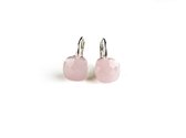 Zilveren oorringen oorbellen model pomellato roze steen