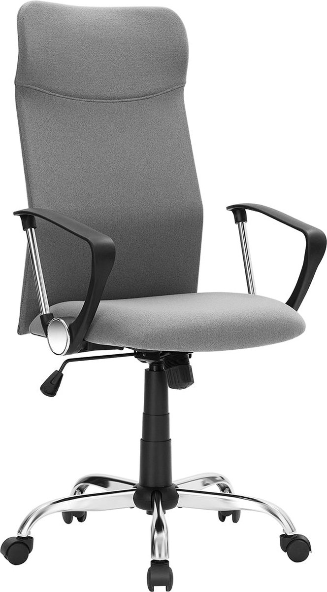 Bureaustoel - Draaistoel - Gestoffeerde zitting - Stoffen bekleding - In hoogte verstelbaar en kantelbaar - Tot 120 kg draagvermogen - Grijs