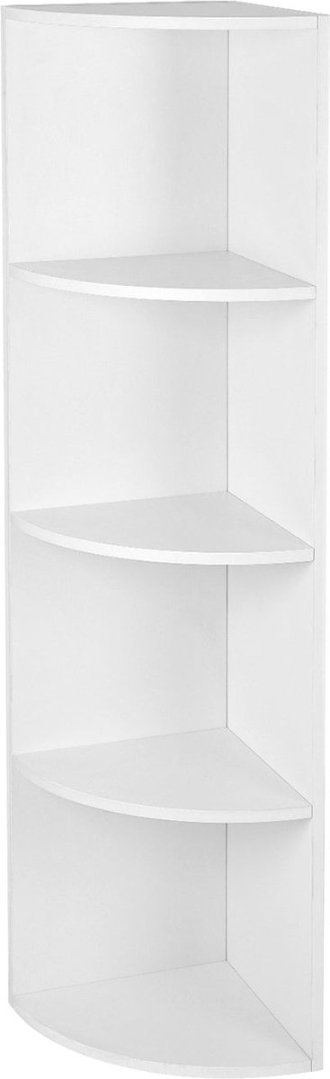 Greensen Hoekrek, wit rek, staand rek, boekenkast met 4 planken, gesneden holle hoekstandaard voor woonkamer, badkamer, toiletartikelen 22 cm x 18 cm x 80 cm