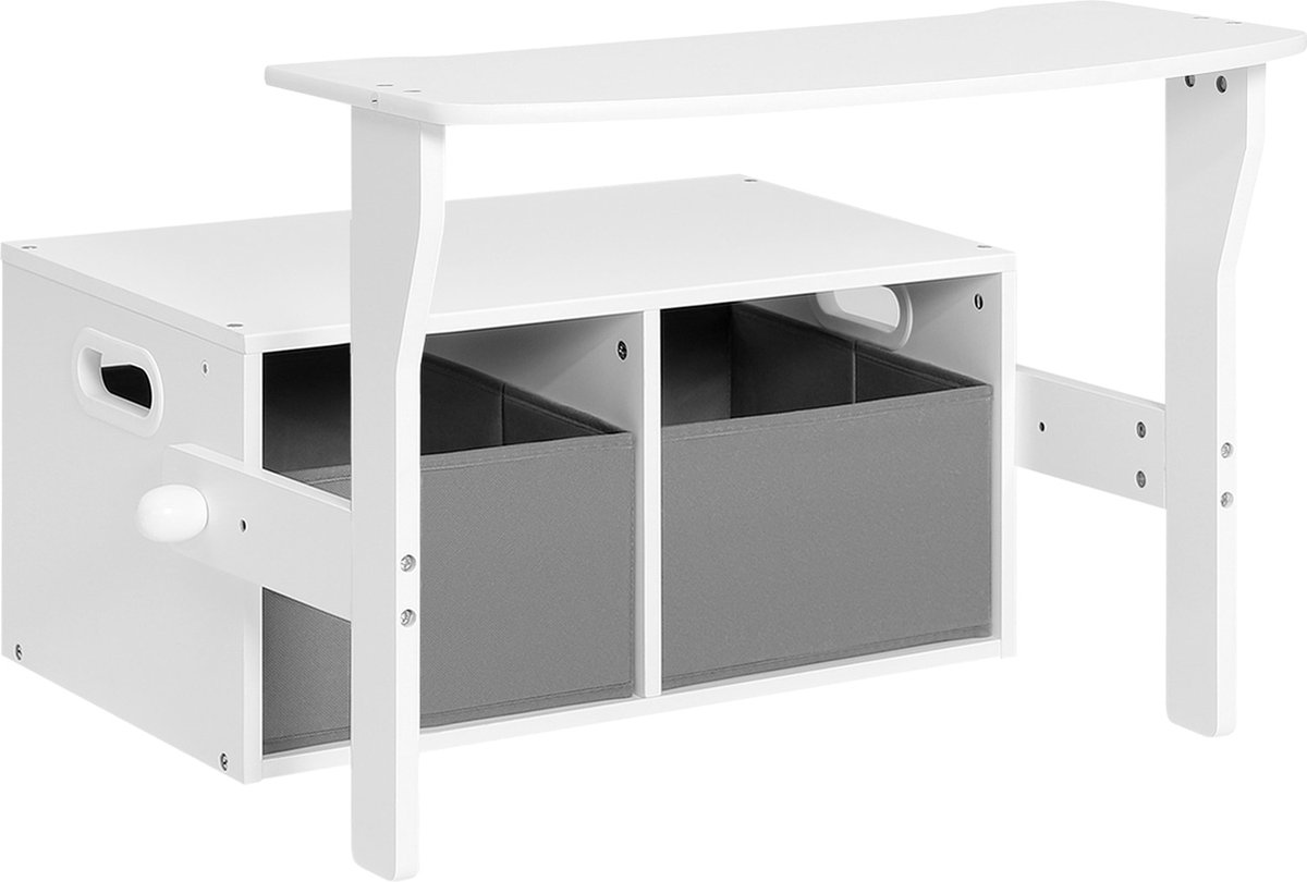 Kamyra® Kindertafel - Speeltafel - voor Peuter, Kleuter & Kinderen - MDF, Stof - Grijs / W