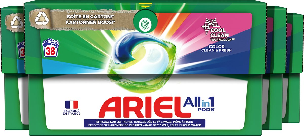 Ariel All in 1 Wasmiddel Pods – Kleur – 4 x 38 Wasbeurten – Voordeelverpakking afbeelding