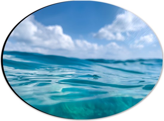Dibond Ovaal - Abstract uitzicht van de Blauwe Oceaan - 28x21 cm Foto op Ovaal (Met Ophangsysteem)