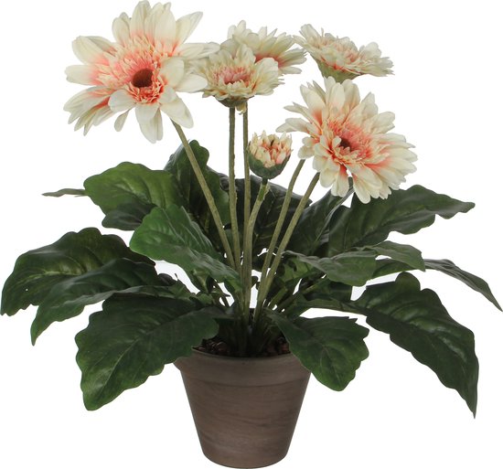 Mica Decorations Gerbera Kunstplant in Bloempot Stan - H35 x Ø30 cm - Crème