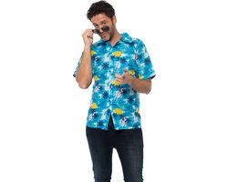 Partychimp Hawaii Blouse Mannen Carnavalskleding Heren Foute Party Verkleedkleren Volwassenen Carnaval Foute Party Toppers 2026 Summer is Magic - Polyester - Blauw - Maat S/M