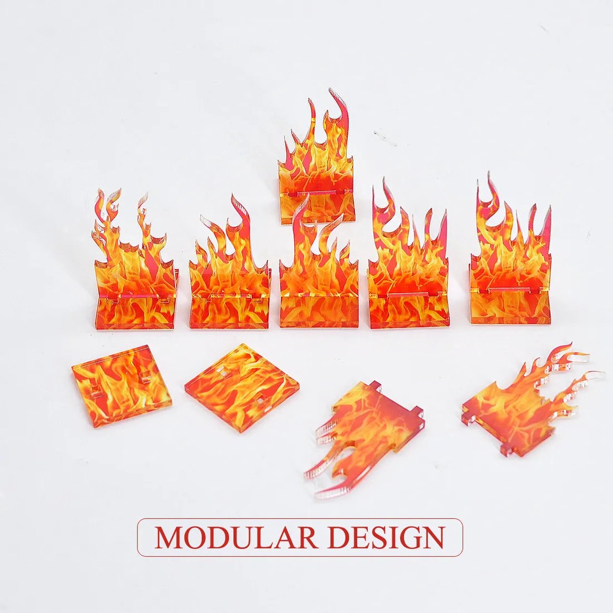 Mur de feu miniature (Set de 8) effets de sort terrain de Flame pour D&D, Dungeons  and